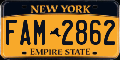 NY license plate FAM2862