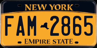 NY license plate FAM2865