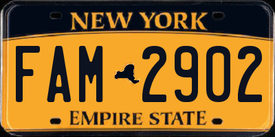 NY license plate FAM2902