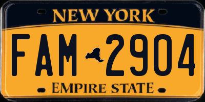 NY license plate FAM2904
