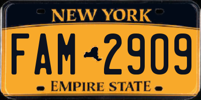 NY license plate FAM2909