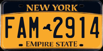 NY license plate FAM2914