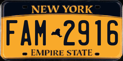 NY license plate FAM2916