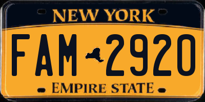 NY license plate FAM2920