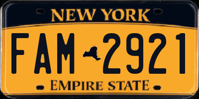 NY license plate FAM2921