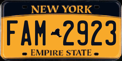 NY license plate FAM2923