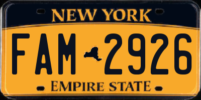 NY license plate FAM2926