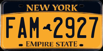 NY license plate FAM2927
