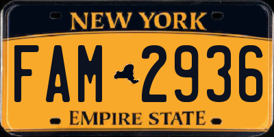 NY license plate FAM2936