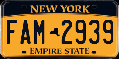 NY license plate FAM2939
