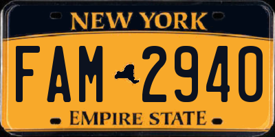 NY license plate FAM2940
