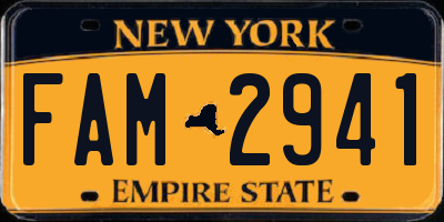 NY license plate FAM2941