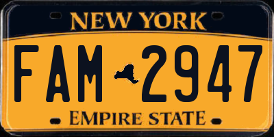 NY license plate FAM2947