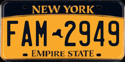 NY license plate FAM2949
