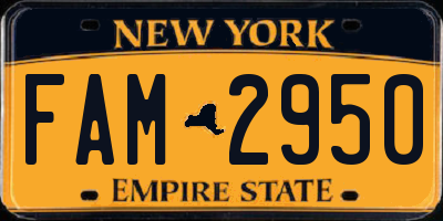 NY license plate FAM2950