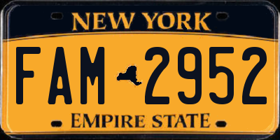 NY license plate FAM2952