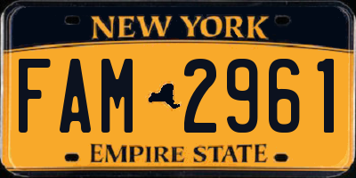 NY license plate FAM2961