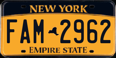 NY license plate FAM2962
