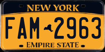 NY license plate FAM2963