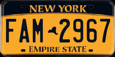 NY license plate FAM2967