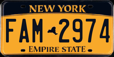NY license plate FAM2974