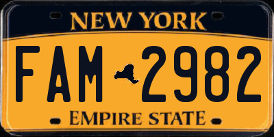 NY license plate FAM2982