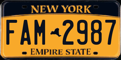 NY license plate FAM2987