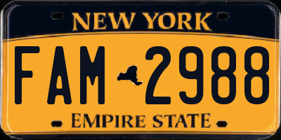 NY license plate FAM2988