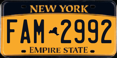 NY license plate FAM2992