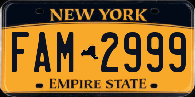 NY license plate FAM2999