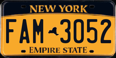 NY license plate FAM3052
