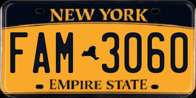 NY license plate FAM3060