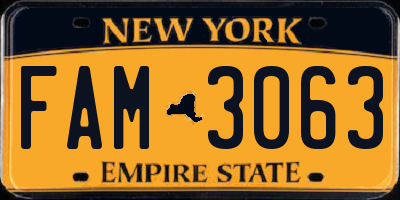 NY license plate FAM3063