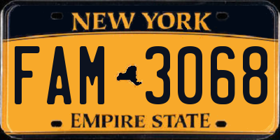 NY license plate FAM3068