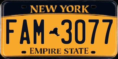 NY license plate FAM3077