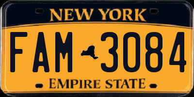 NY license plate FAM3084
