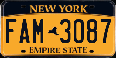 NY license plate FAM3087