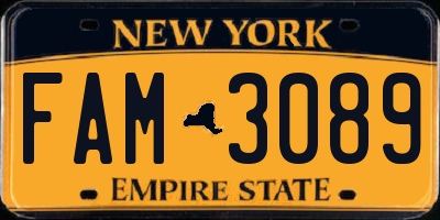 NY license plate FAM3089