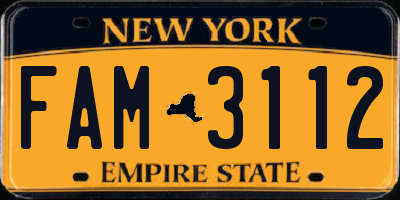 NY license plate FAM3112