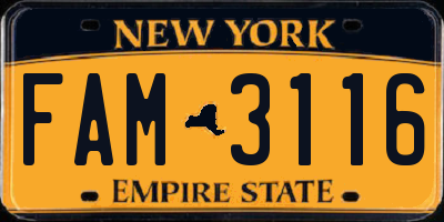 NY license plate FAM3116
