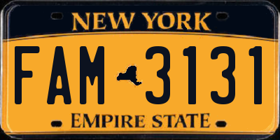 NY license plate FAM3131