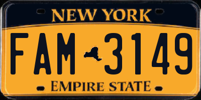 NY license plate FAM3149