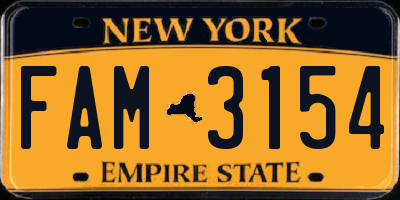 NY license plate FAM3154