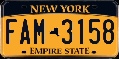 NY license plate FAM3158