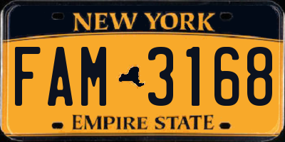 NY license plate FAM3168