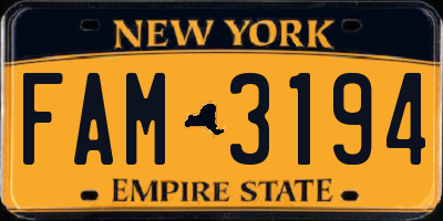 NY license plate FAM3194