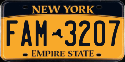 NY license plate FAM3207