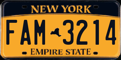 NY license plate FAM3214