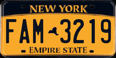 NY license plate FAM3219