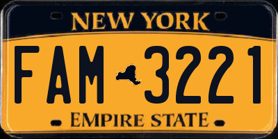 NY license plate FAM3221